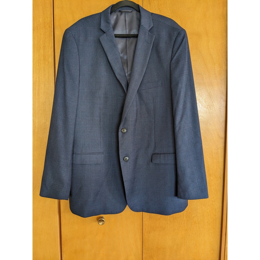 US Polo Assn Mens 48L Blue Houndstooth Two Button Blazer Sport Coat Jacket